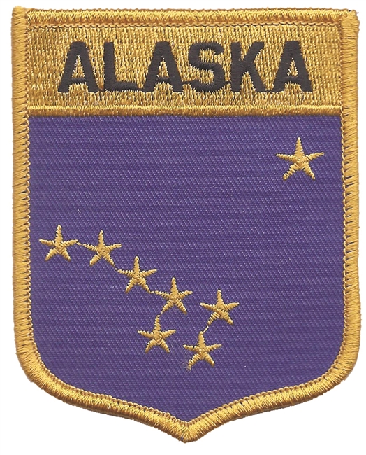 1052 - ALASKA large flag shield uniform or souvenir embroidered patch, AK