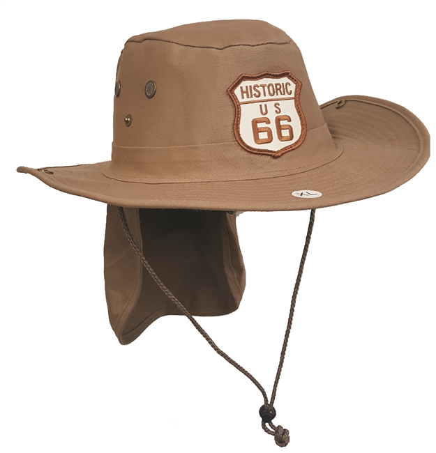 HISTORIC US 66 bush hat with a back flap to protect the back of the neck -  x687639xhFB00152